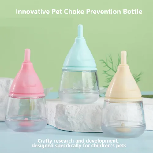 Miniatura 4 de Botellas de gatito para lactancia, biberones para cachorros para lactancia, leche para cachorros, diseño de comedero antiasfixia, con 3 pezones
