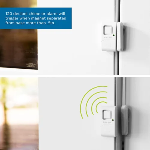 Miniatura 4 de Philips Alarma de seguridad personal para ventanas y puertas, paquete de 4, protección de bricolaje, alerta antirrobo, inalámbrico, timbre/alarma