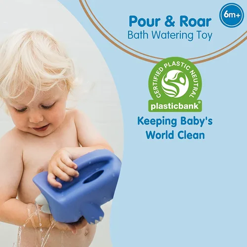 Miniatura 3 de Dr. Brown’s Regadera de enjuague Pour & Roar 6 m+ y juguete de baño con huevos anidados Dino Hatch Flotador, 6 m+, sin BPA, plástico certificado