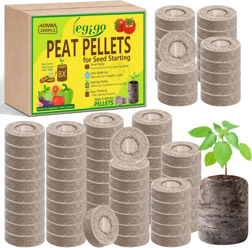 Miniatura 10 de Legigo 50 piezas de pellets de turba de 36 mm para inicio de semillas - Cápsulas de inicio de semillas comprimidas, pellets de inicio de semillas
