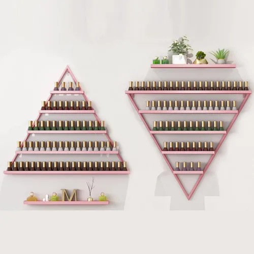Miniatura 22 de Estante organizador de perfume montado en la pared, estante triangular de metal para esmalte de uñas, estante de exhibición de aceites esenciales