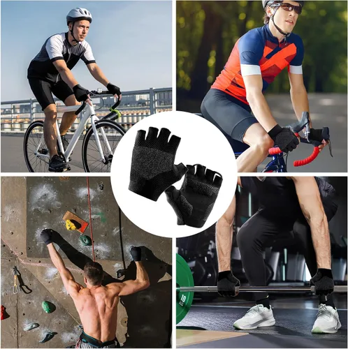 Miniatura 7 de Guantes de ciclismo para hombres y mujeres, guantes de bicicleta de medio dedo, para ciclismo, gimnasio, levantamiento de pesas, remo, motocicleta