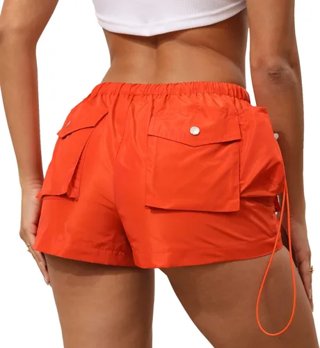 Miniatura 2 de FMEYOA Pantalones cargo de secado rápido para mujer, con cordón elástico, cintura baja, pantalones de senderismo con múltiples bolsillos Jogger Y2K