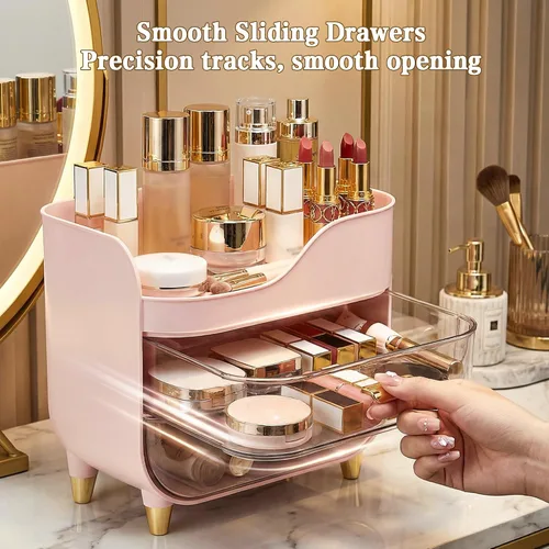 Miniatura 4 de Organizador de maquillaje para tocador con cajones grandes y suaves, organizador de cuidado de la piel extra grande para encimera de baño y tocador