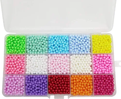 Chenkou Craft 3000 unidades, 1 caja, 15 colores, redondas, perlas de imitación, sin agujero, cuentas sueltas sólidas (mezcla, 0.118 pulgadas)