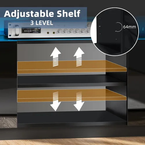 Miniatura 5 de HOMMPA Soporte de TV LED moderno para TV de 65/60/55 pulgadas con tomas de corriente - Centro de entretenimiento con almacenamiento para consola