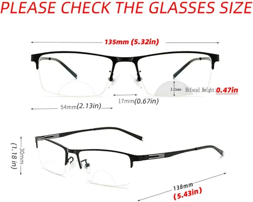 Miniatura 4 de laureles Gafas de lectura bifocales para hombre, lentes fotocromáticas para negocios, lentes fotocromáticas, metales, medio marco, moda, transición