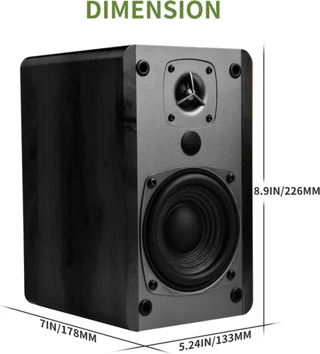 Miniatura 8 de SINGING WOOD BT27 - Altavoces Bluetooth activos, con control y control remoto, monitor de estudio con 2 entradas auxiliares de línea, 54 vatios RMS