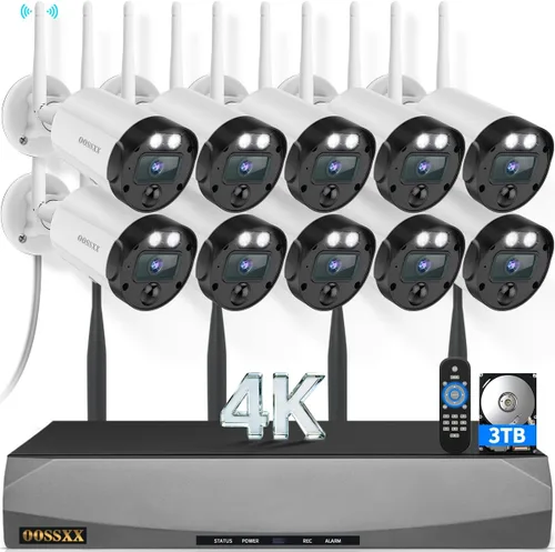 Miniatura 12 de Sistema de cámara de seguridad inalámbrica 4K para exteriores, largo alcance +76% WiFi, cámaras de antenas duales y NVR de 4 antenas, detección