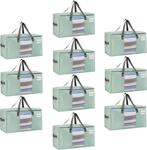 Miniatura 16 de VENO Paquete de 4 bolsas de mudanza resistentes, bolsas de almacenamiento de ropa y edredón con ventana transparente, suministros de embalaje
