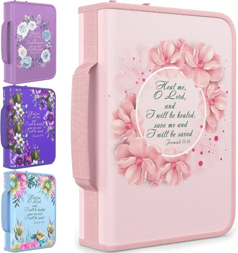 Miniatura 56 de DEHITE Funda para la Biblia para mujer, bolsas de transporte de la Biblia, tamaños medianos y grandes, ranuras para bolígrafos, tela de primera