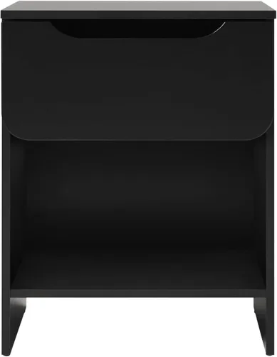 Miniatura 6 de Walker Edison Greyer Moderna Mesita de noche simple con 1 cajón, 20 pulgadas, color negro