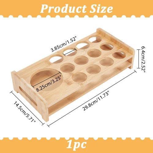 Miniatura 2 de NBEADS Soporte para 13 bandejas de vidrio de chupito, estante de madera de bambú, organizador de copas de vino de cerveza, base gruesa, servidor