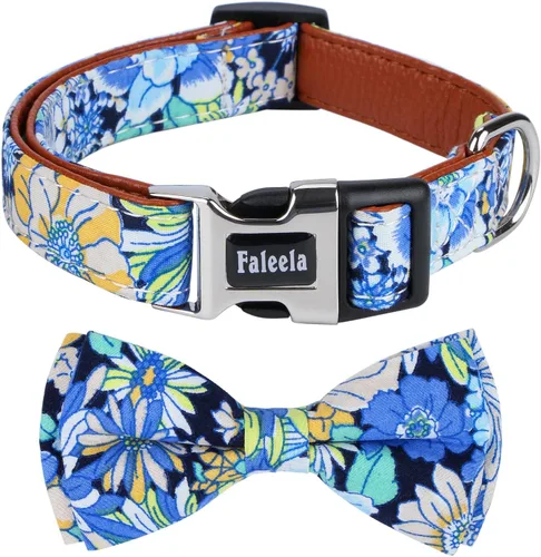 Miniatura 11 de Faleela Lindo Collar de Perro Navideño Suave para Niña con Lazo, Collar de Perro con Corbatín para Niño, Collar Ajustable Desmontable para Mascotas