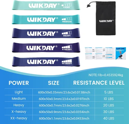 Miniatura 2 de WIKDAY Bandas de Resistencia para Hacer Ejercicio Bandas de Bucle de Ejercicio Conjunto de Bandas de Entrenamiento para Hombres y Mujeres