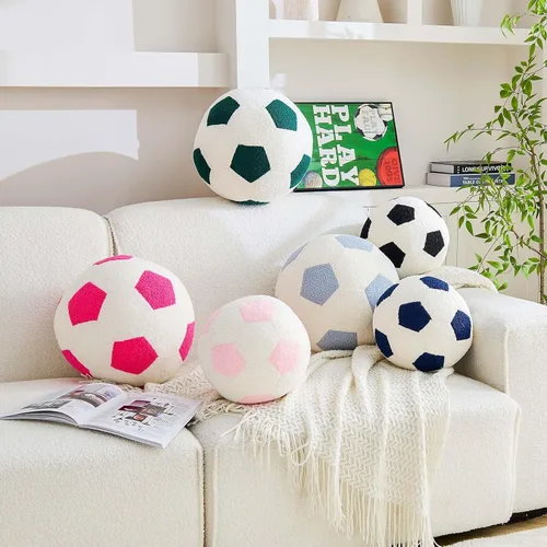 Miniatura 4 de Uvvyui Almohada de fútbol de fútbol, redonda, estética, decoración del hogar, almohada decorativa suave para fútbol, pelota deportiva de fútbol, Azul