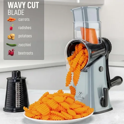 Miniatura 4 de Zulay Kitchen Rallador Rotativo de Queso de 5 Cuchillas Rallador de Queso - Rallador de Queso Manual de Manivela con Succión Reforzada y 5 Tambores