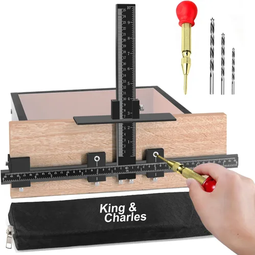 King&Charles - Plantilla de accesorios para gabinete, plantilla de aleación de aluminio para manija de gabinete + perforador automático + brocas de