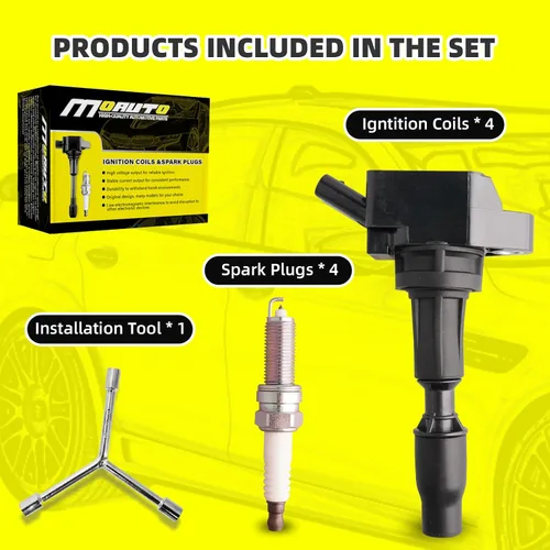 Miniatura 6 de Juego de 4 bobinas de encendido UF764 27300-2GGA0 y 4 bujías de iridio compatibles con Hyundai Sonata Santa Fe Tucson Kia Optima Sorento Sportage