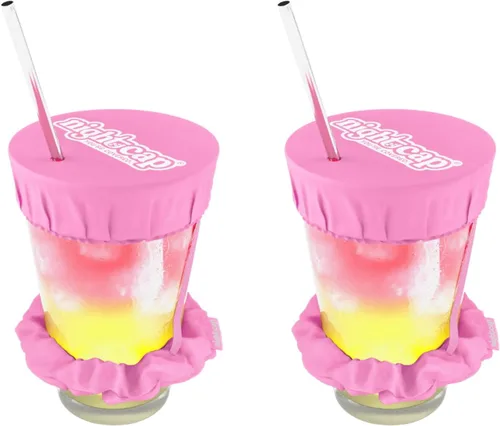 Nightcap Coletero Cubrevasos - El Coletero Reutilizable para Prevención de Adulteración de Bebidas Como se Vio en Shark Tank Rosa