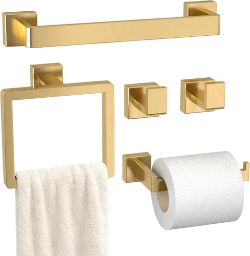 Miniatura 10 de Juego de 10 accesorios de baño negro mate, juego de herrajes de baño de acero inoxidable, toalleros para baño montados en la pared, juego de barras
