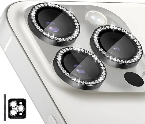 Miniatura 11 de Protector de lente de cámara para iPhone 16 Pro/iPhone 16 Pro Max, protector de lente de anillo de cámara de vidrio templado individual con bandeja