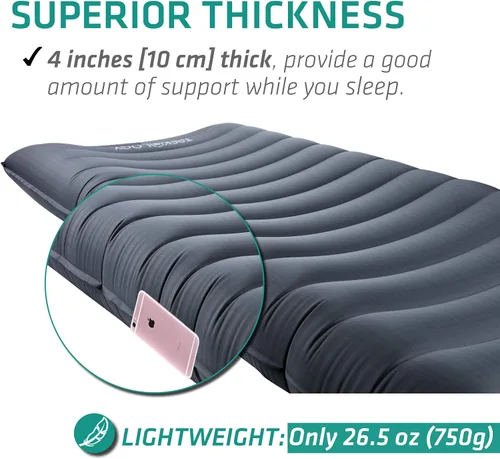 Miniatura 5 de TREKOLOGY UL80 - Colchoneta de dormir ultraligera – Colchoneta inflable para acampar – Alfombrilla compacta de nailon 40D – Colchón de aire ligero