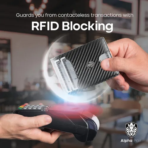 Miniatura 6 de ALPHA PAIR Cartera RFID para hombre Cartera delgada para hombre Cartera para hombre con 10 tarjeteros de crédito y 1 ventana de identificación