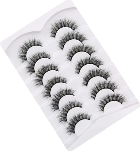 Miniatura 537 de Pooplunch - Pestañas postizas finas de visón sintético, estilo ojo de gato, naturales, cruzadas, tipo racimo, efecto 8D de volumen, tiras