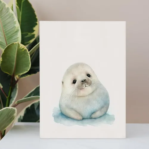 Miniatura 4 de Baby Seal - Arte de pared de animales árticos, decoración de guardería para bebé, niño, habitación de niños, 11 x 14 pulgadas Sello para bebé