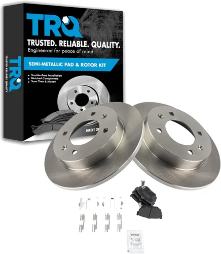 Miniatura 145 de TRQ Juego de pastillas de freno semimetálicas traseras y rotores compatibles con Chevrolet Trailblazer 02-06 Trailblazer EXT 04-06 SSR 02-07 GMC