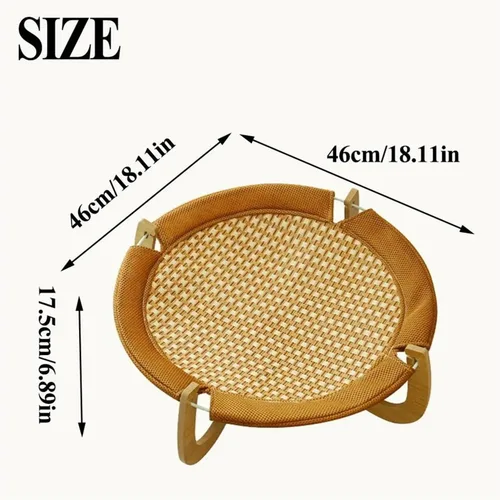 Miniatura 4 de Multipurpose Wood Cat Bed Sturdy Comfortable Dog Hammock with Support Round with Stand Pet Camp Mat