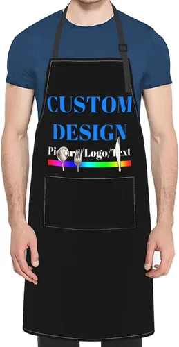 Miniatura 5 de Personalized Custom Apron For Women Men Kitchen Cooking Aprons Customized with Pockets Name Text Logo Picture Estilo 1