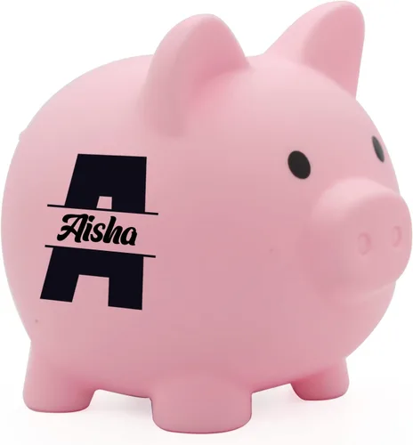 Miniatura 8 de Alcancía personalizada personalizada personalizada para niños con nombre de plástico no tóxico irrompible Banco de dinero regalos para niños (azul)