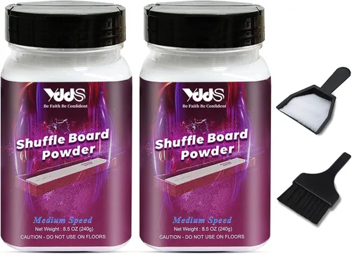 Arena de Shuffleboard - Cera de shuffleboard con mini recogedor y mini cepillo para mesa de shuffleboard, 2 latas 2 latas de velocidad media