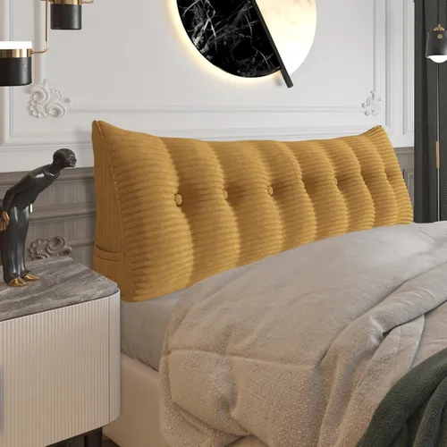 Miniatura 59 de Almohada de cabecera gruesa totalmente rellena individual XL, cabecero acolchado de dormitorio, soporte suave y firme, cojín grande triangular, Azul