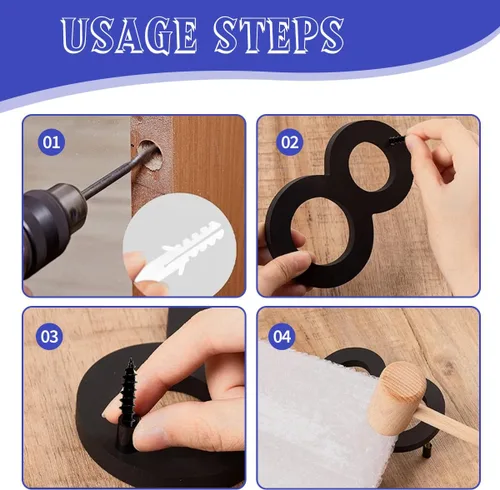 Miniatura 6 de Números de casa de 12 pulgadas para exteriores modernos de metal negro números de dirección para puertas flotantes de casa con kit de clavos