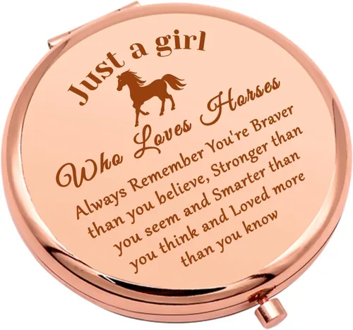 Regalo para amantes de los caballos, regalos para niñas, espejo de maquillaje compacto para hija, sobrina, regalos ecuestres para mujeres, amantes