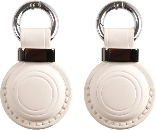 Miniatura 7 de Llavero de Cuero Genuino Compatible con Airtag, Soporte Seguro para Llavero de Air Tag Funda de Cubierta Anillo de Llavero Accesorios - Rosa V2.0