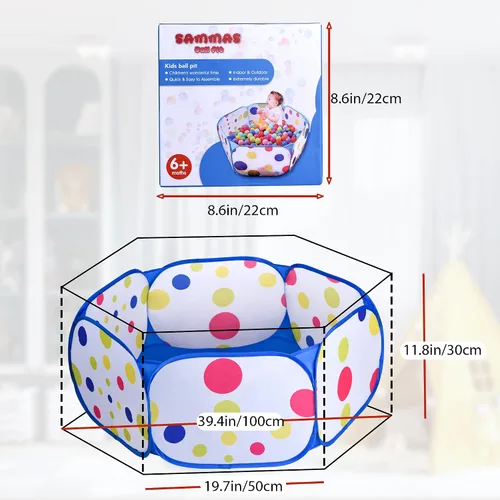 Miniatura 2 de Piscina de Pelotas para Niños, Tienda de Juego Emergente Azul Grande para Niños Pequeños de 1-3 Años Niñas y Niños para Juego Interior y Exterior