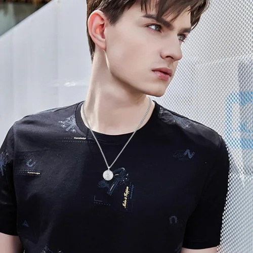Miniatura 522 de Collar con colgante de plata de ley 925 con medalla de San Patrón, joyería religiosa para hombres y mujeres, con cadena de acero inoxidable 316L