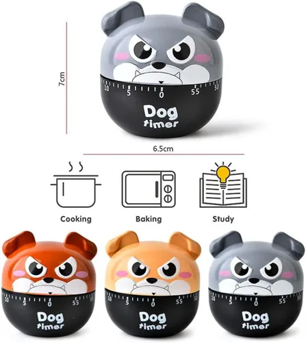 Miniatura 3 de Temporizadores de maquinaria de perro de dibujos animados lindos 60 minutos temporizador de cocina mecánica reloj contadores de alarma fuerte