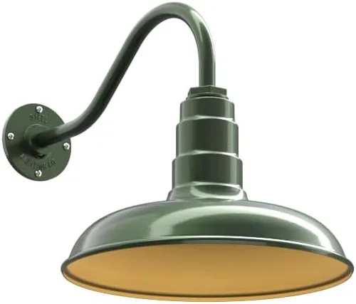 Miniatura 63 de Steel Lighting Co. Topanga - Luz de granero Montaje en pared al aire libre Domo de 14 pulgadas Cuello de cisne de 11 pulgadas Luz de garaje