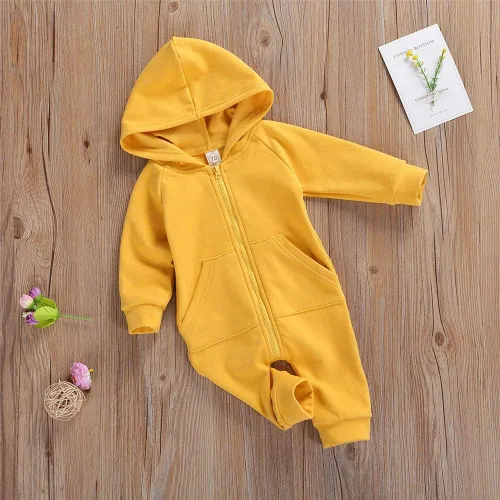 Miniatura 2 de FYBITBO Mameluco con capucha y cremallera para bebés, niños y niñas, mameluco de manga larga para otoño e invierno, ropa cálida