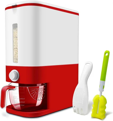 Miniatura 9 de Lenwi Dispensador de arroz de 22 a 25 libras, recipientes grandes de almacenamiento de alimentos secos de cereales con taza medidora, sin BPA
