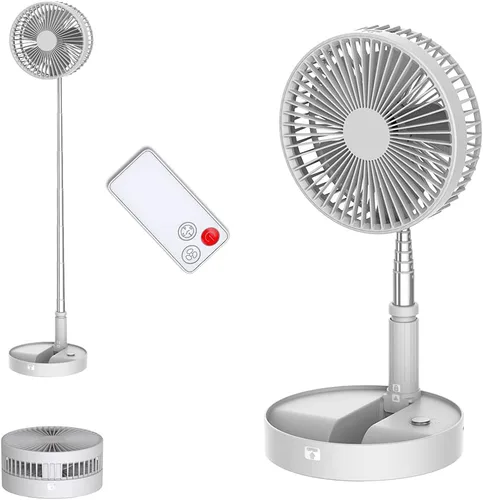 Miniatura 10 de UN UNITEDTIME Ventilador portátil, Mi ventilador de viaje plegable con temporizador de control remoto, funciona con pilas o alimentado por USB, Negro