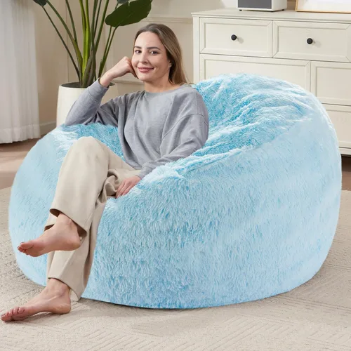 Miniatura 27 de Bean Bag Cover (No Filler) Soft Faux Fur Stuffed Animal Bean Bag Storage, Fluffy Plush Bean Bag Chair Cover Washable, Comfy Bean Bag Covers for Dark