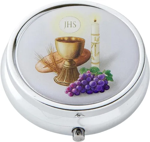 Miniatura 7 de Juego de regalo religioso de la Primera Comunión, soporte de joyería en tono plateado y collar de cuentas de oración blanca, rosario de recuerdo