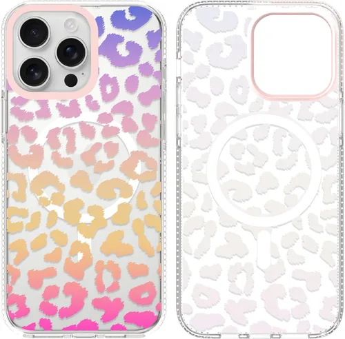 Miniatura 10 de SAKUULO Funda magnética para iPhone 11 Pro Max [Compatible con MagSafe] Patrón de Estampado de Leopardo Gris Claro Funda de Carga Inalámbrica
