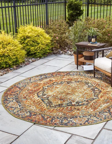 Miniatura 9 de Unique Loom Outdoor Traditional Collection - Alfombra de área - Nosara (4 pies 1 pulgada x 6 pies 1 pulgada, rectangular, azul/azul claro)